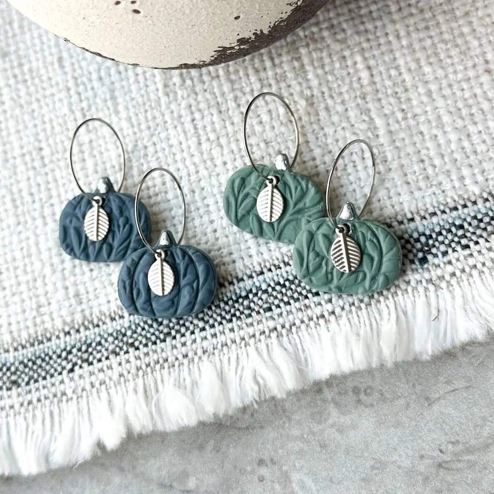 Polymer Clay Earrings - Textured Pumpkins