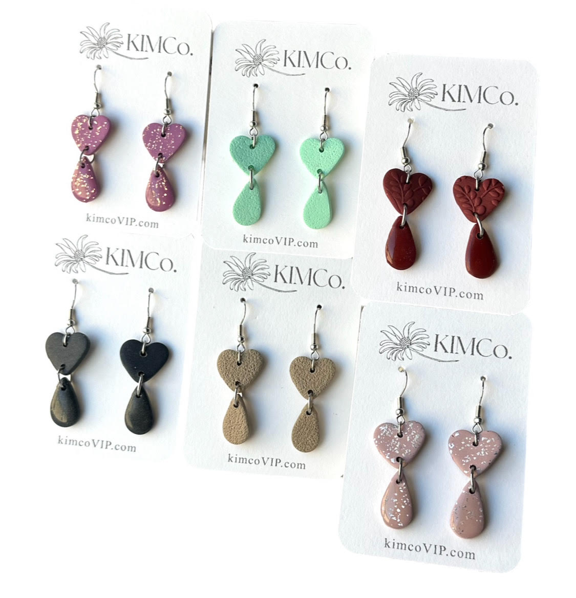 Polymer Clay Earrings • Heart Teardrop