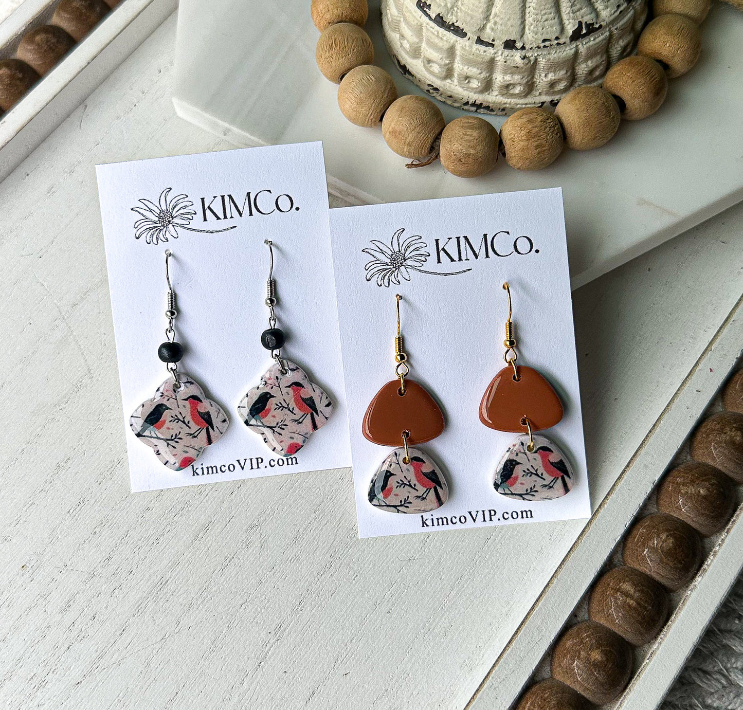Polymer Clay Earrings - Whimsical Birds