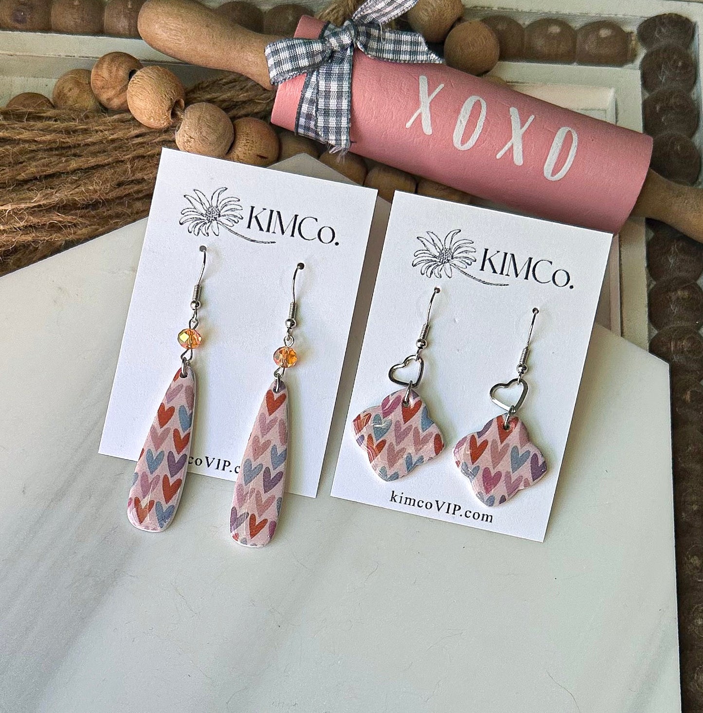 Polymer Clay Earrings • Boho Hearts