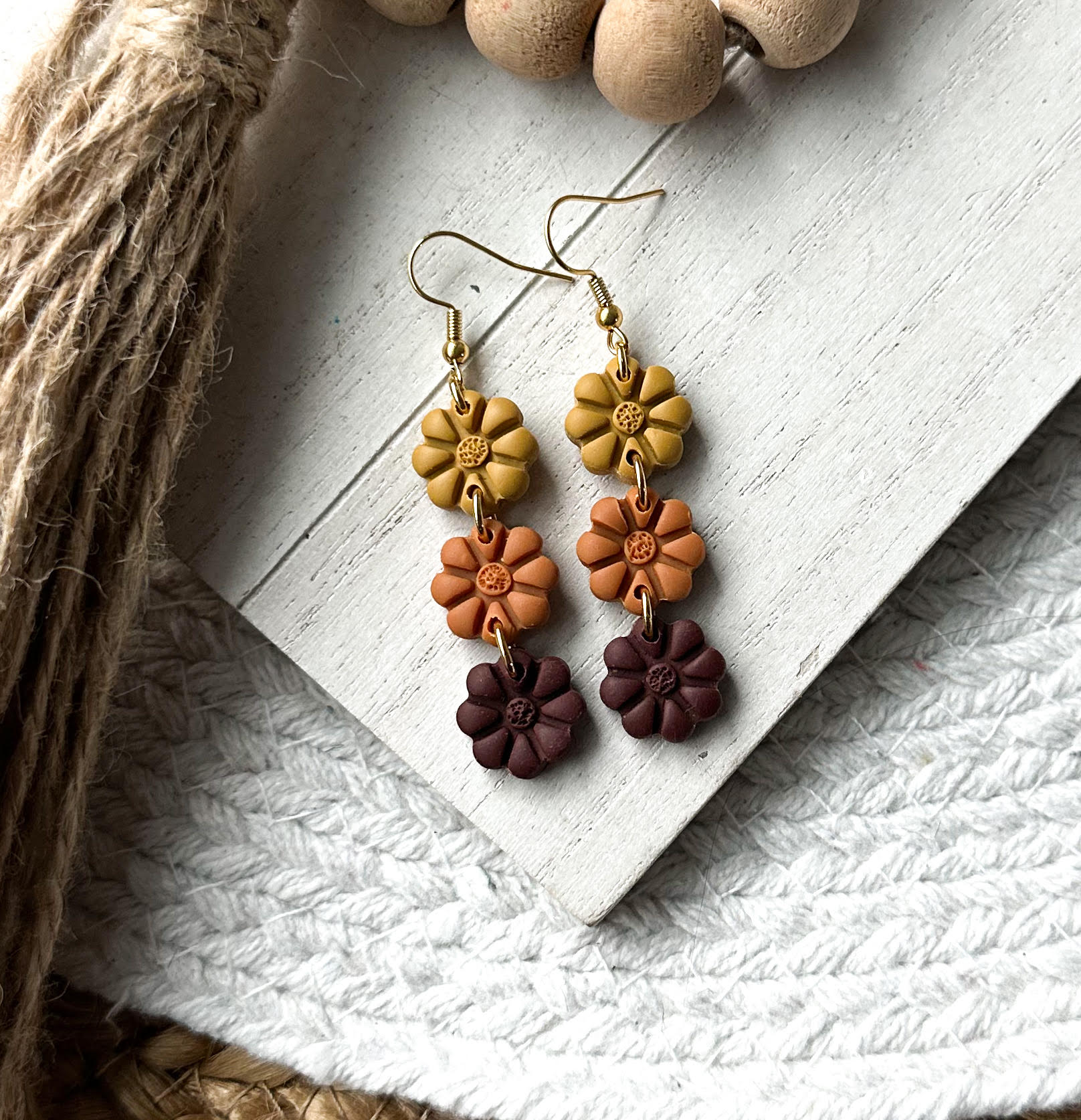 Polymer Clay Earrings Autumn Flowers