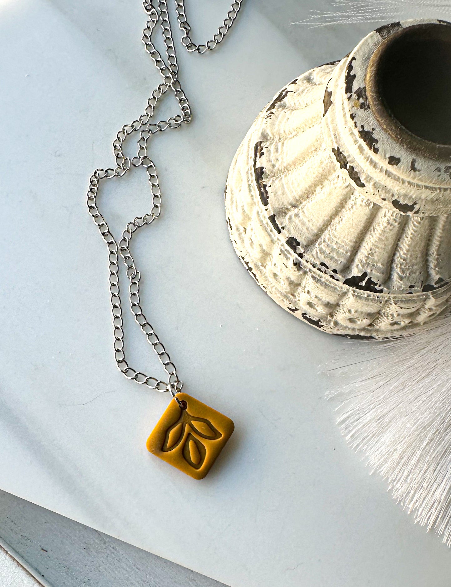 Polymer Clay Necklace - Harvest Leaf