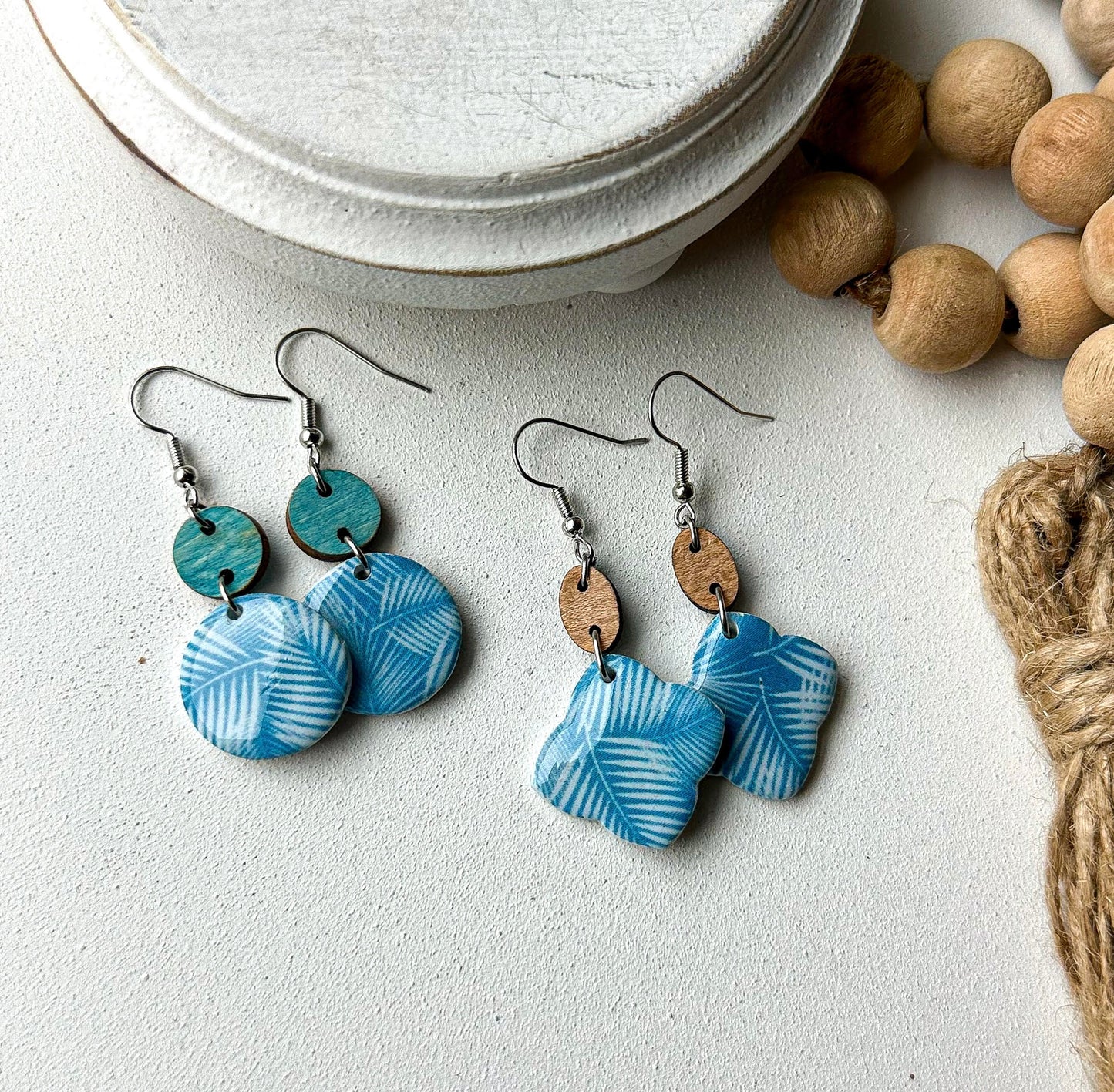 Polymer Clay Earrings - Palm Leaf