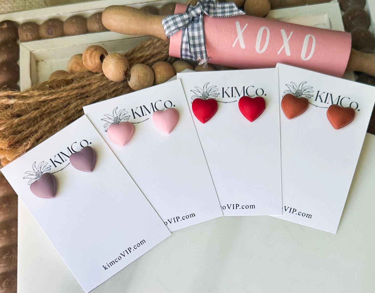 Polymer Clay Earrings • Puffy Heart Stud Earrings