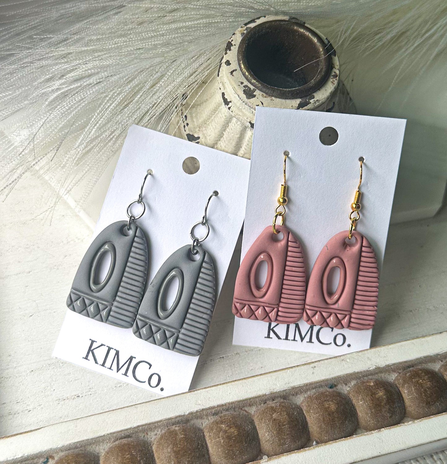 Polymer Clay Earrings - Geometric Modern Arch