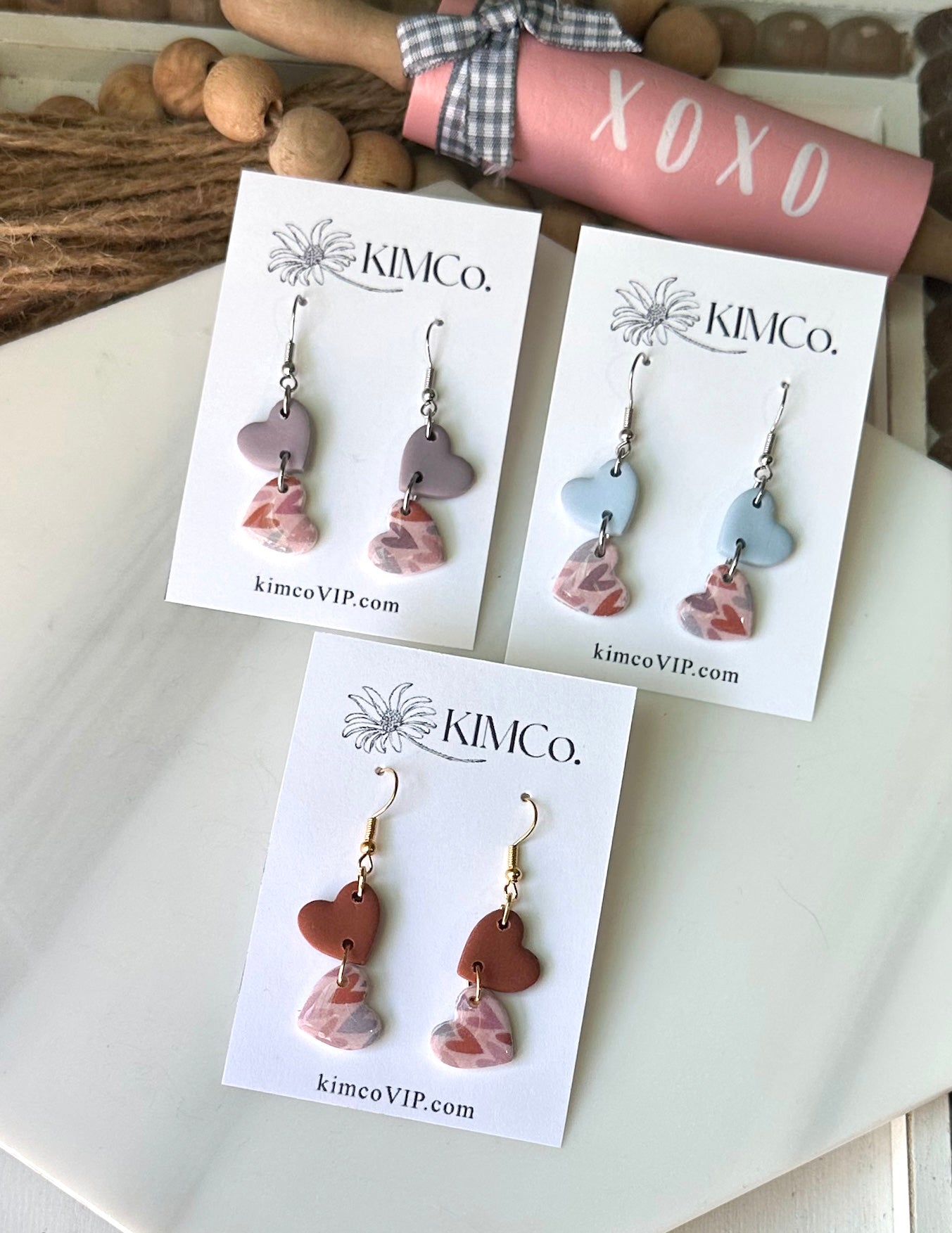 Polymer Clay Earrings • Heart Drop