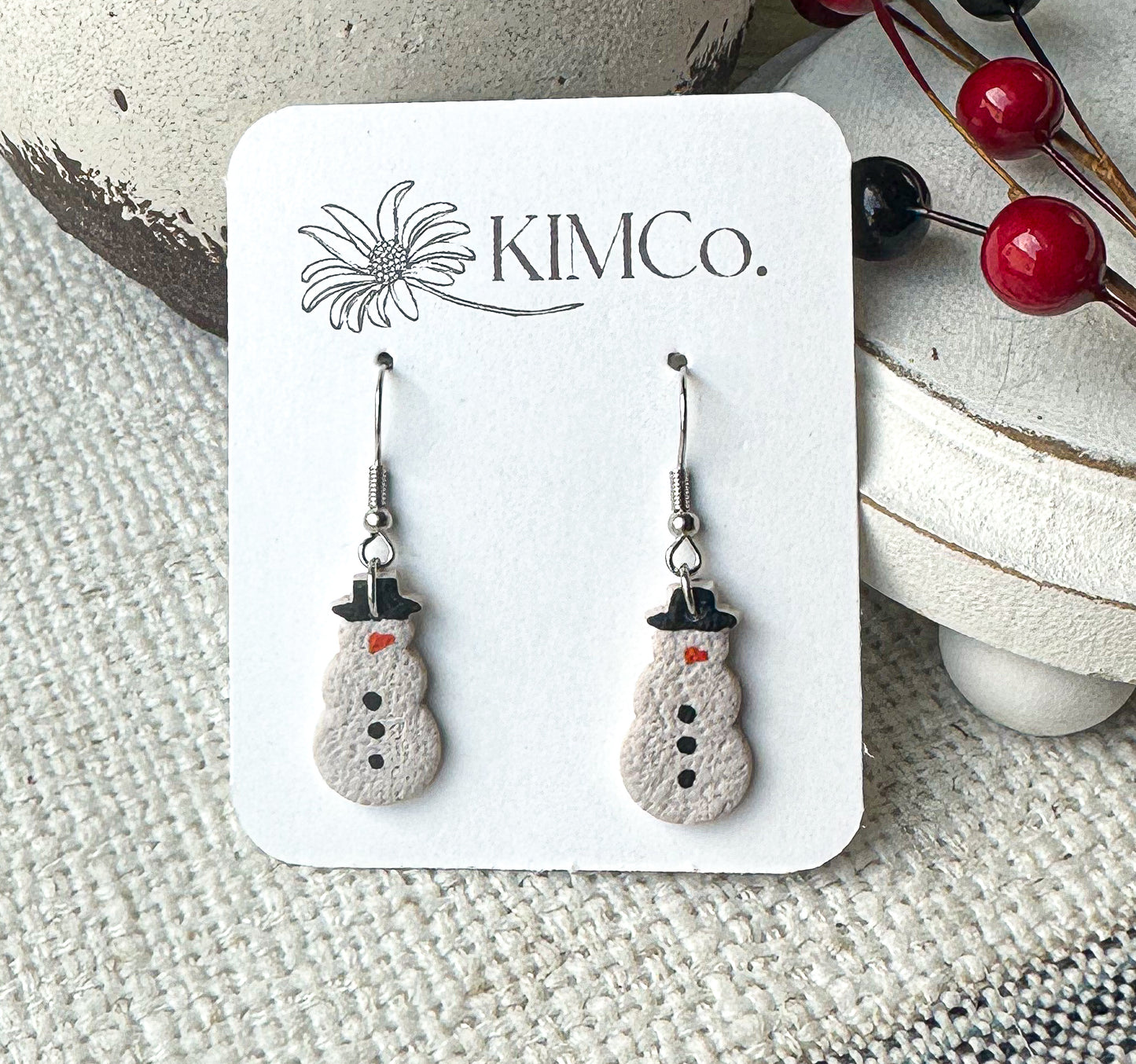 Mini Snowman Clay Earrings (Wholesale)