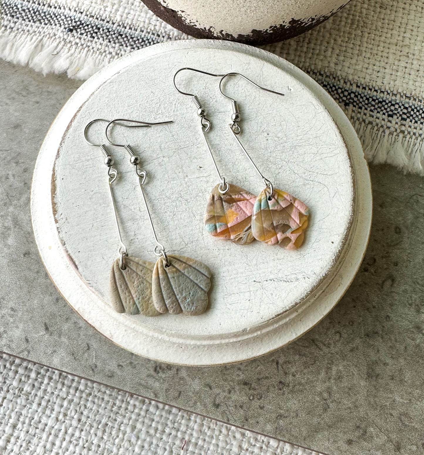 Shell Drop Polymer Clay Earrings • 4 colors