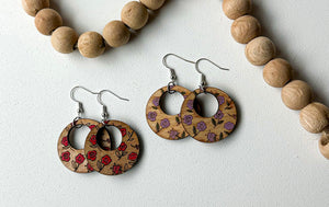 Wood rose earrings