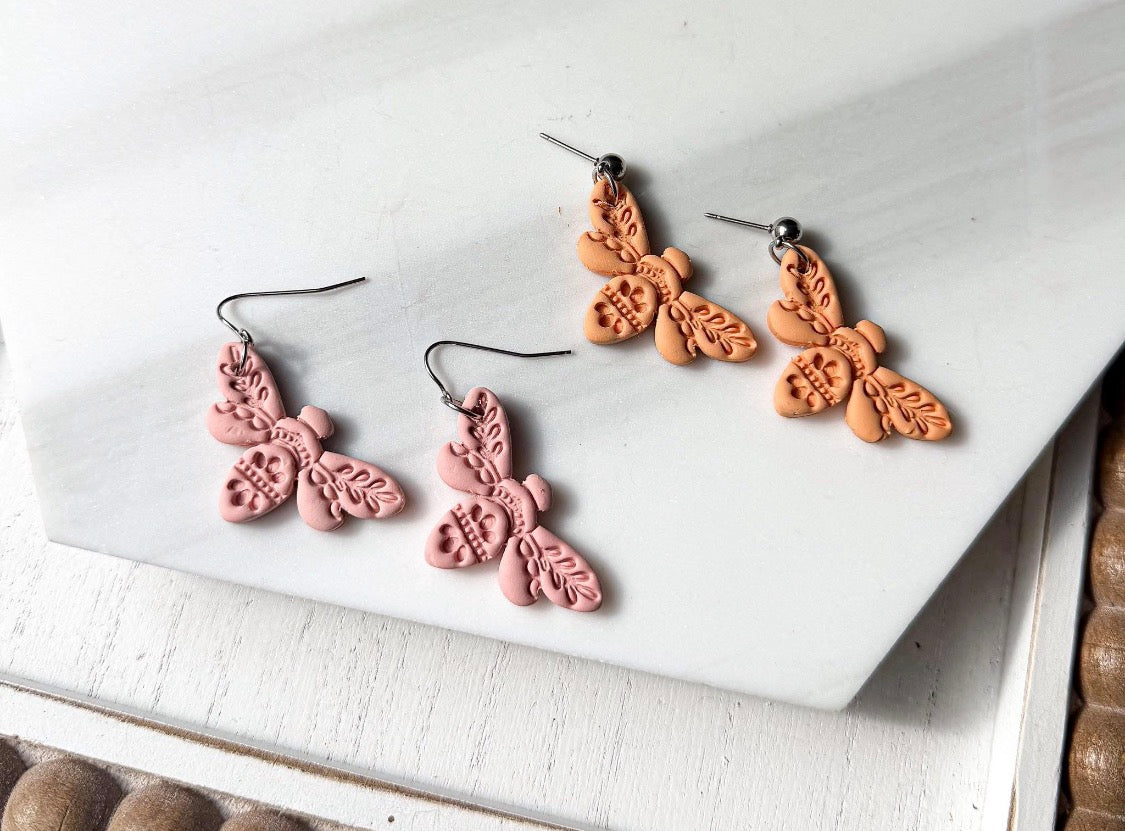 Polymer Clay Earrings - Everyday • Whimsical Bees • 4 colors