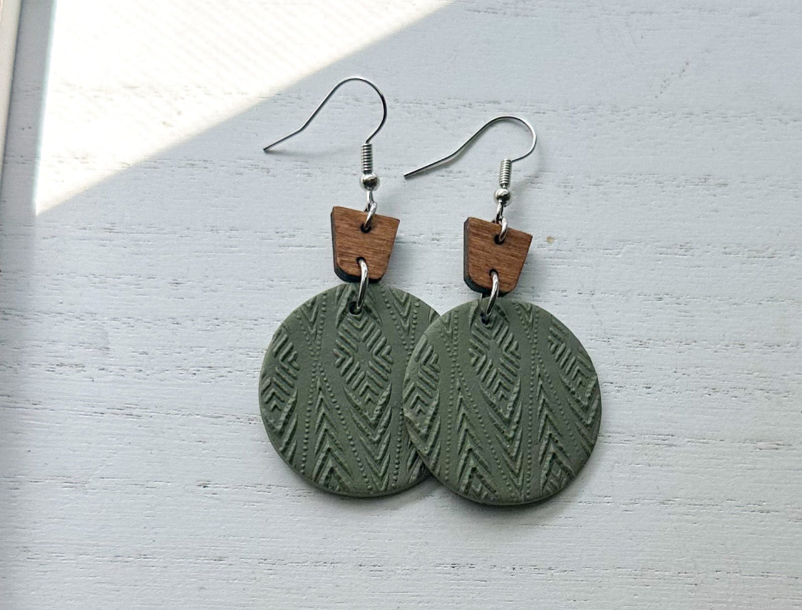 Boho Circle Polymer Clay Earrings • 2 options