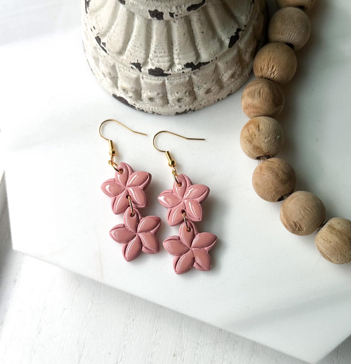 Polymer Clay Earrings • Flower drop