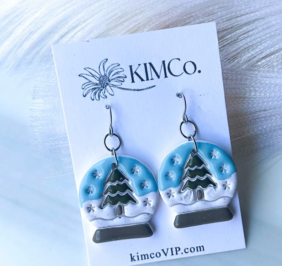 Polymer Clay Earrings - Snowglobe
