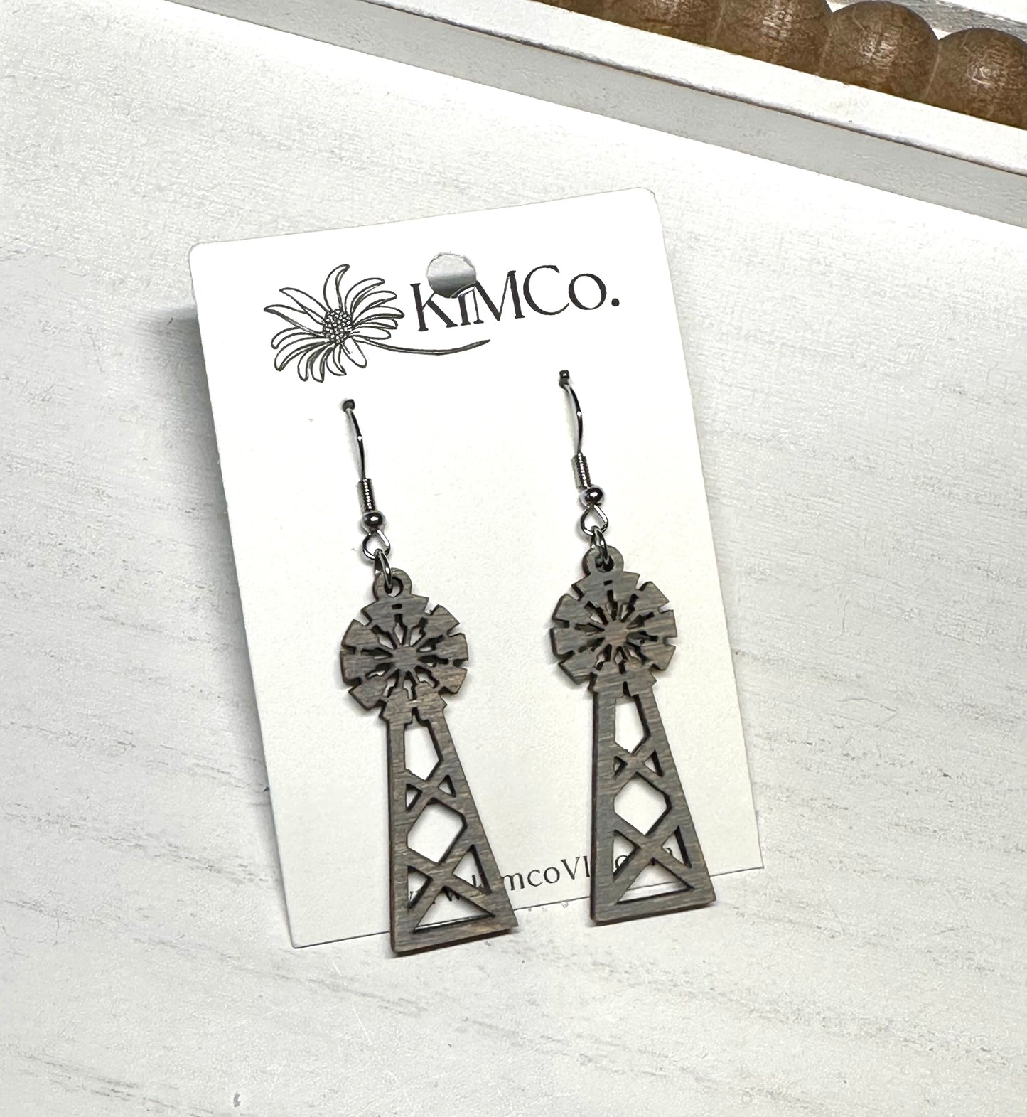 Farmhouse Windmill Wood Earrings