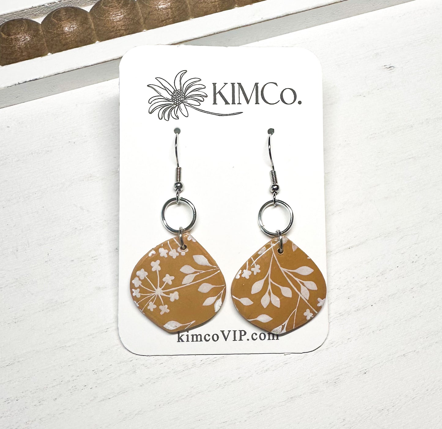 Leaf Print Polymer Clay Earrings