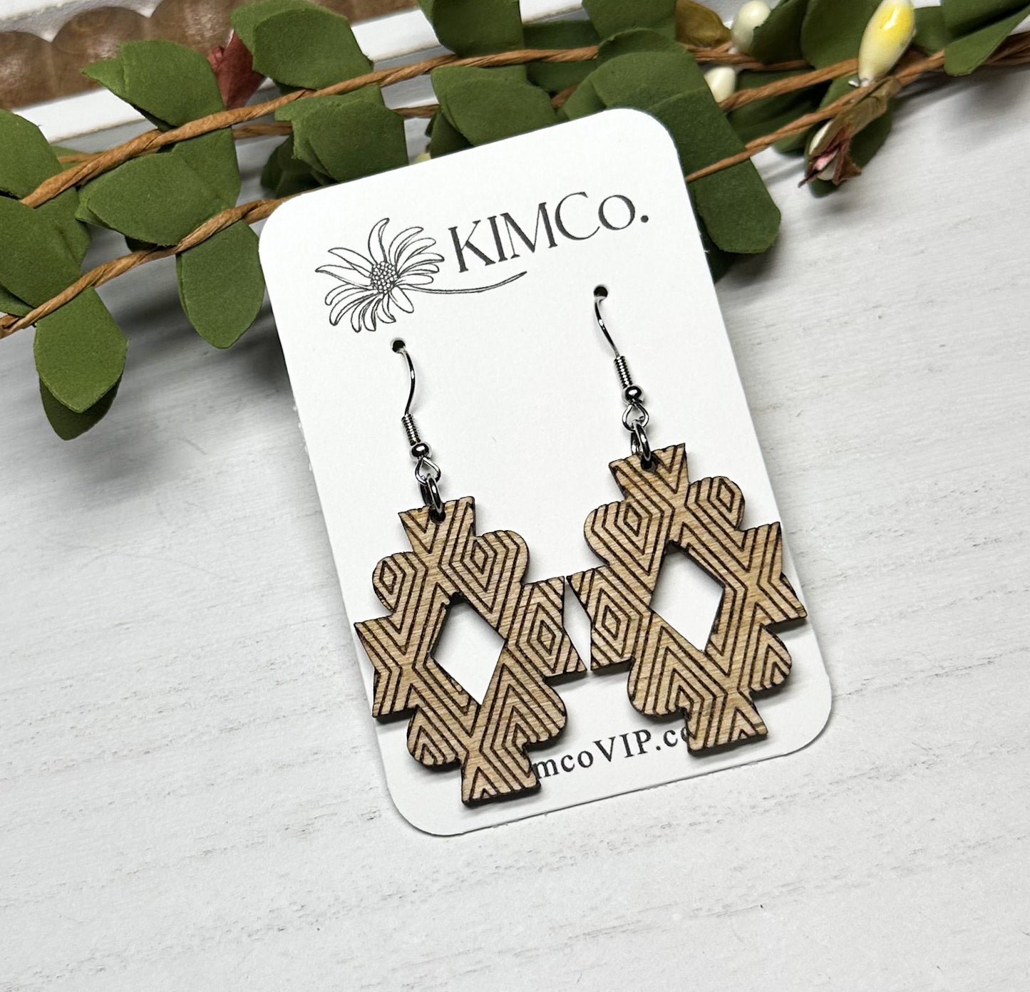 Aztec Wood Earrings