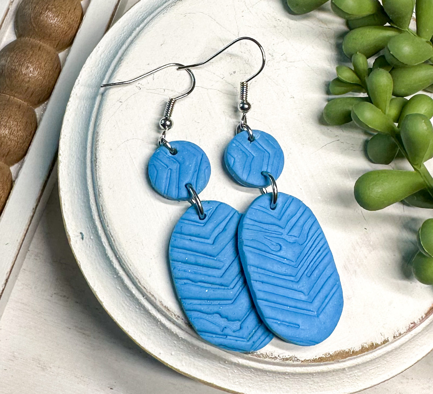 Oval Drop Polymer Clay Earrings * 2 Colors