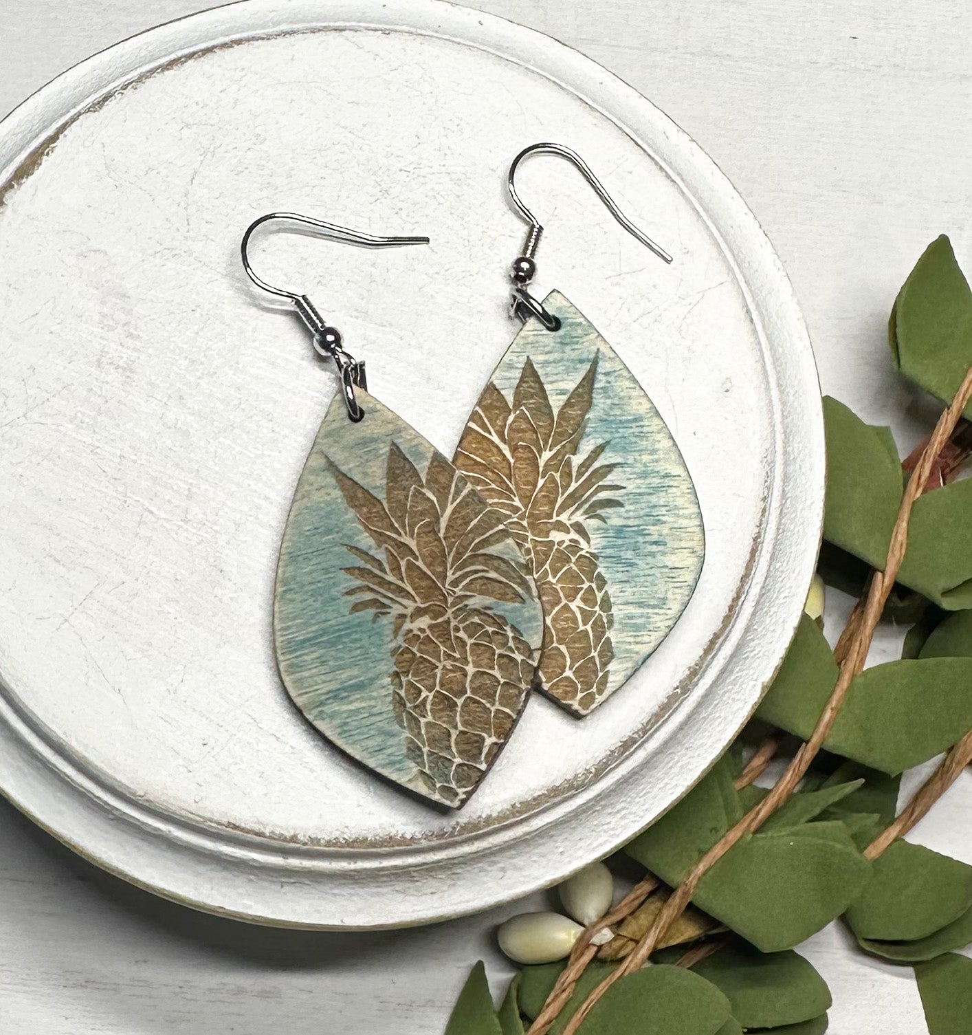 Pineapple Wood Earrings * 3 Style Options