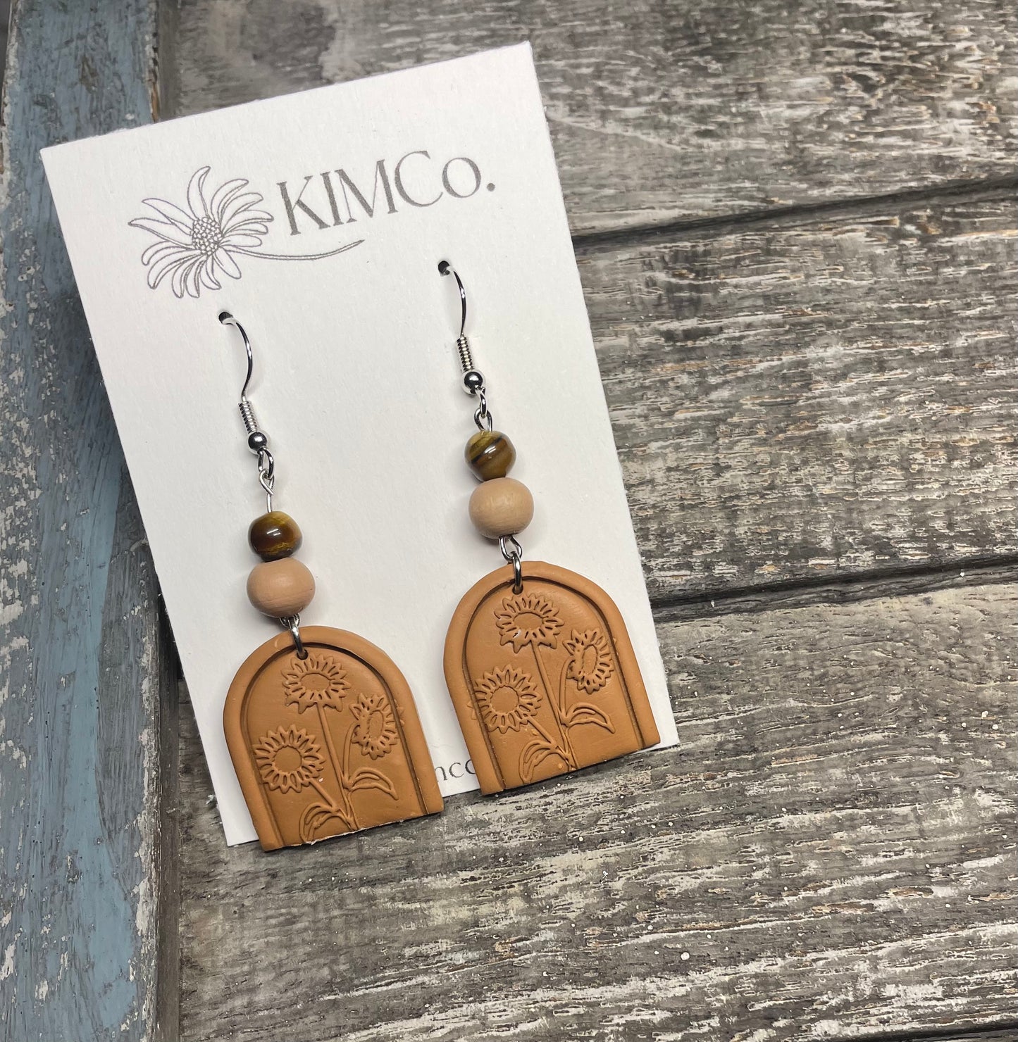 Flower Embossed Polymer Clay Earrings • 3 Colors