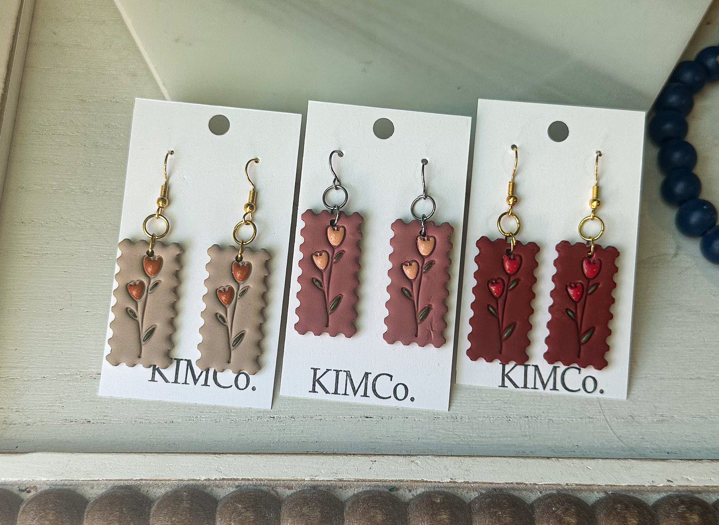 Polymer Clay Earrings• Pressed Heart Stem