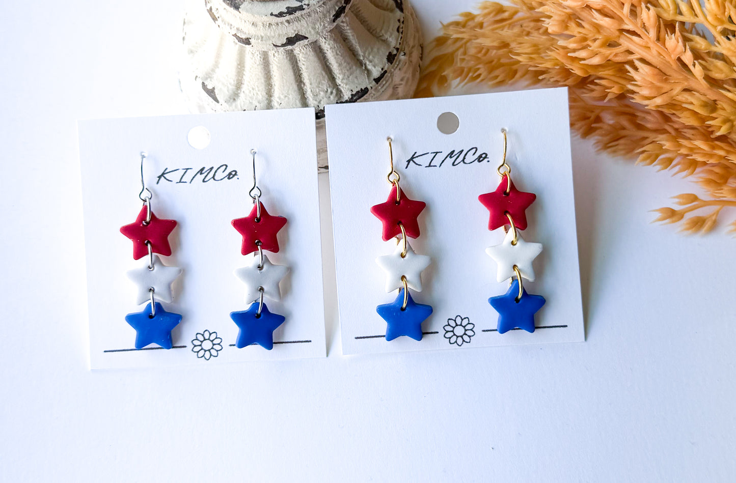 Polymer Clay Earrings - Dangling Stars