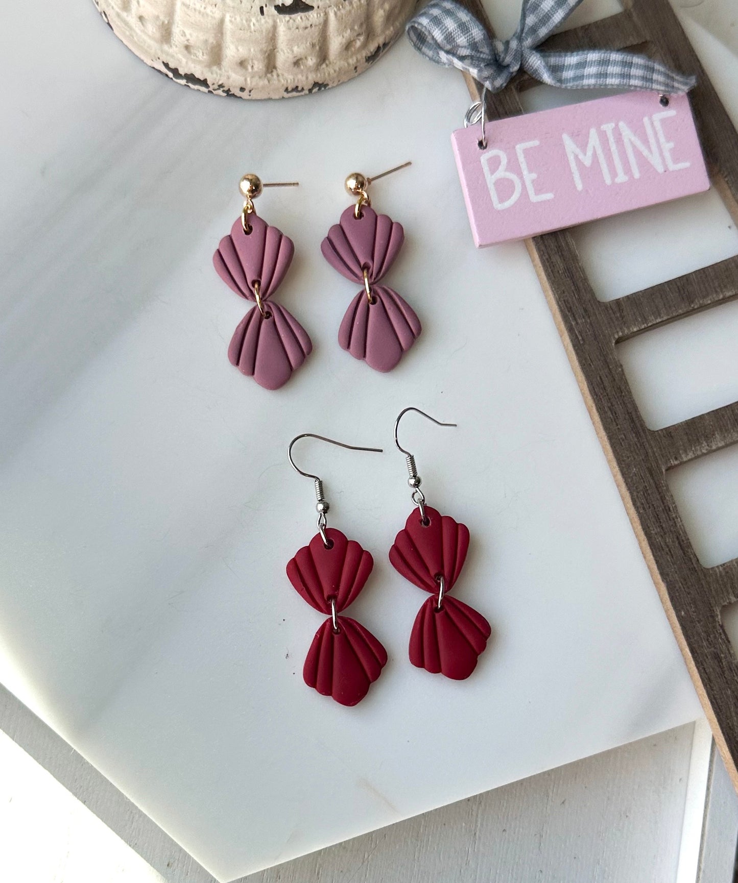 Polymer Clay Earrings • Scallop Drop