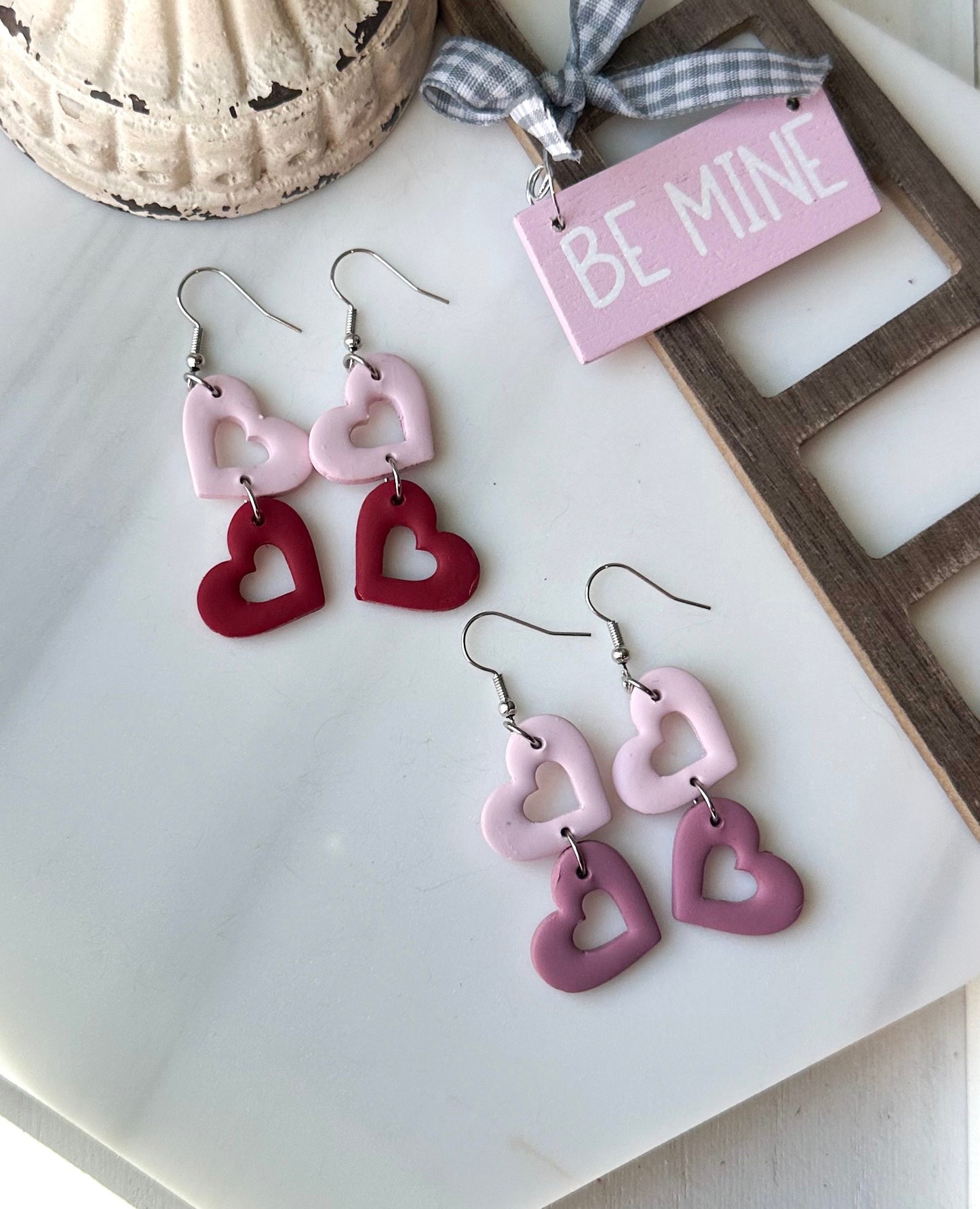 Polymer Clay Earrings • Heart Drop