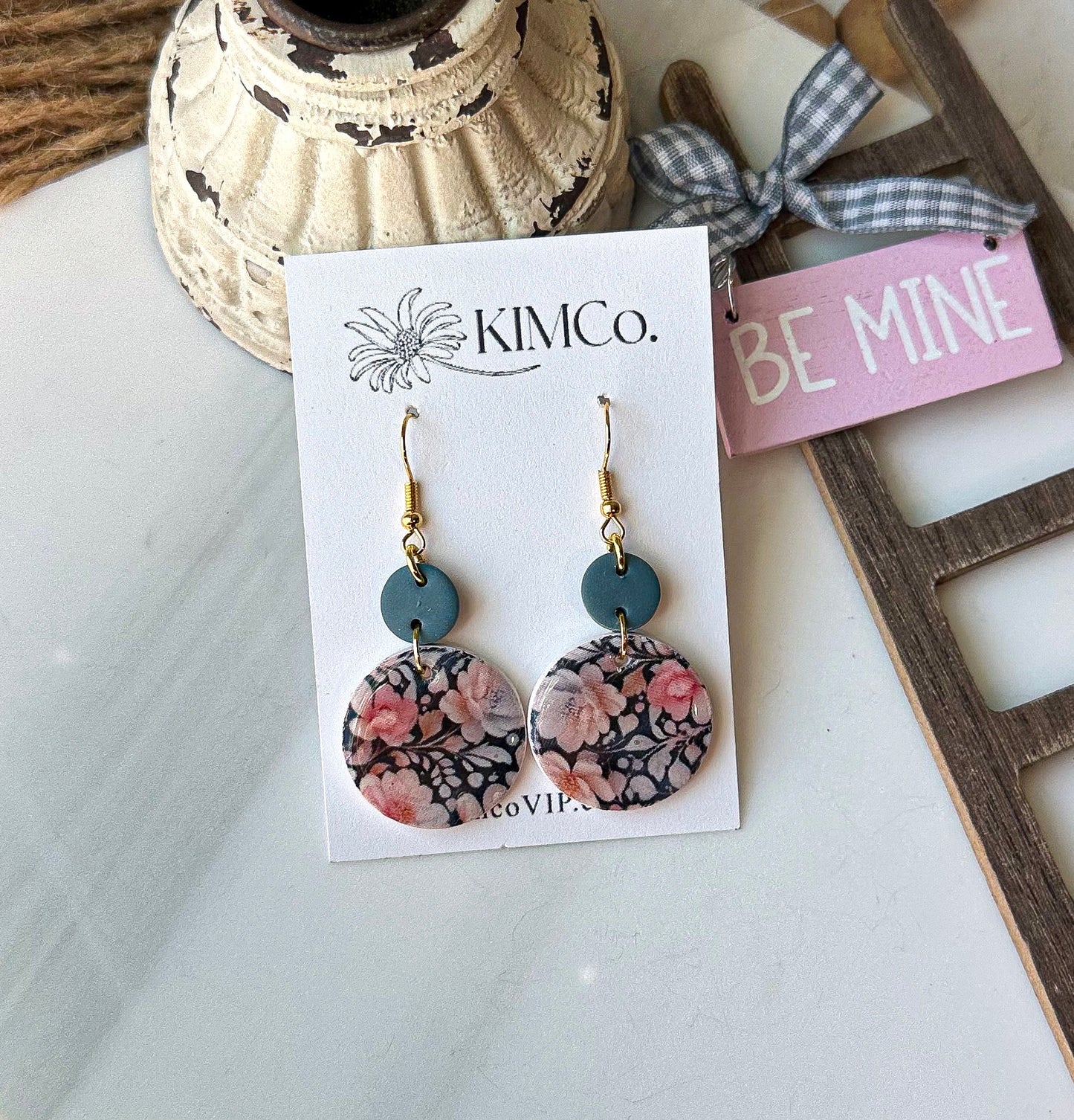 Polymer Clay Earrings • Pink Flowers