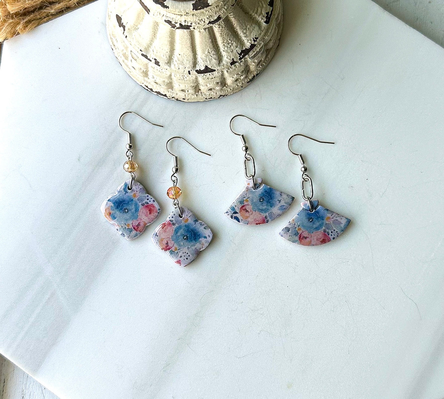 Polymer Clay Earrings • Watercolor Floral