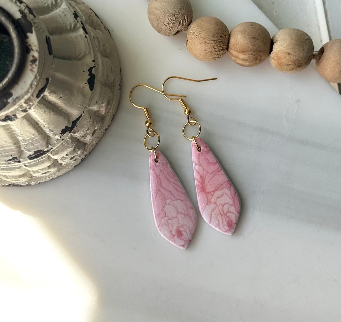 Polymer Clay Earrings • Pink Roses