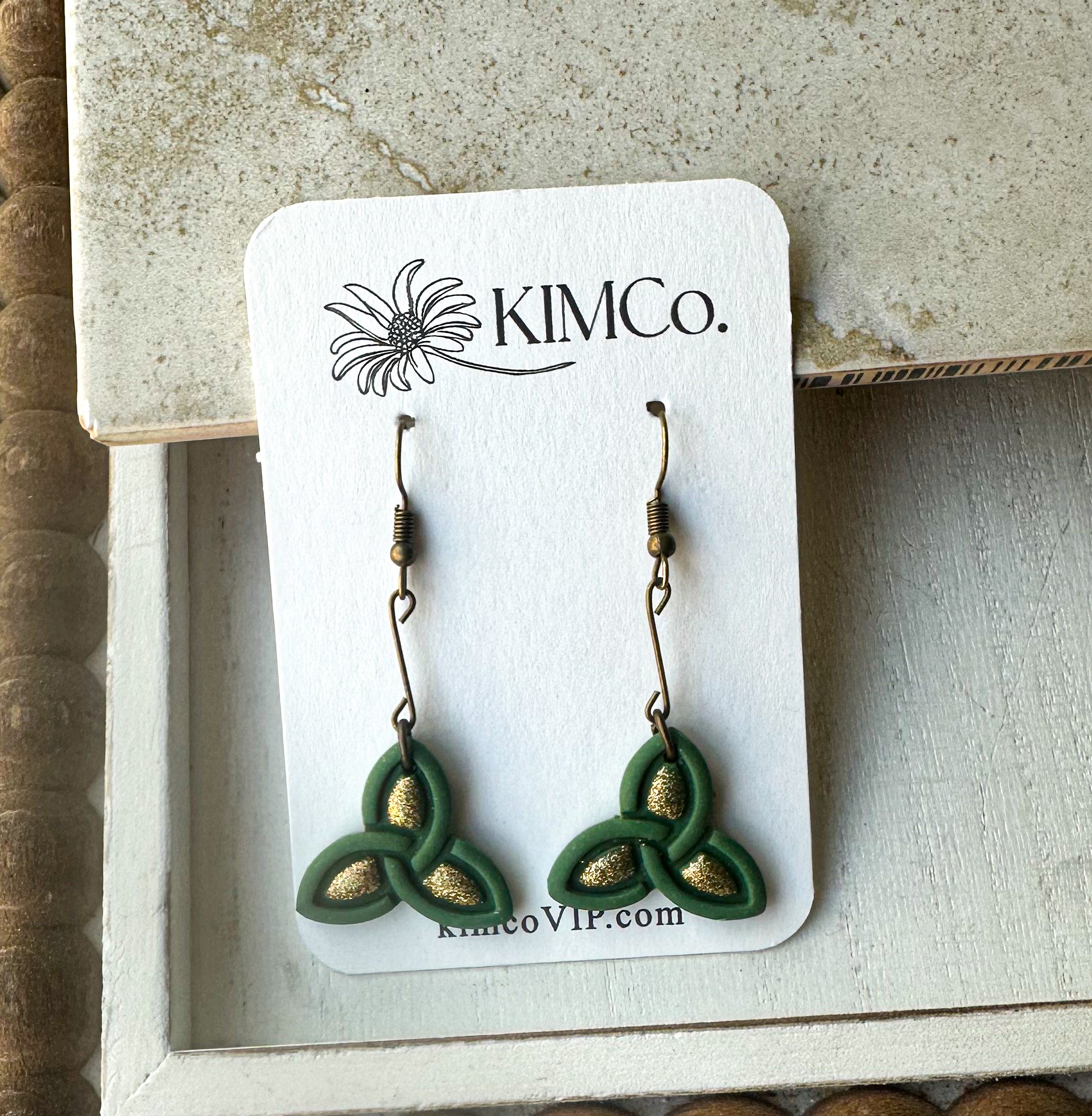 Irish Celtic Pattern Polymer Clay Earrings|statement earrings|gifts for her|colorful earrings|boho earrings|abstract earrings|green earrings|shamrocks|St. Patricks Day
