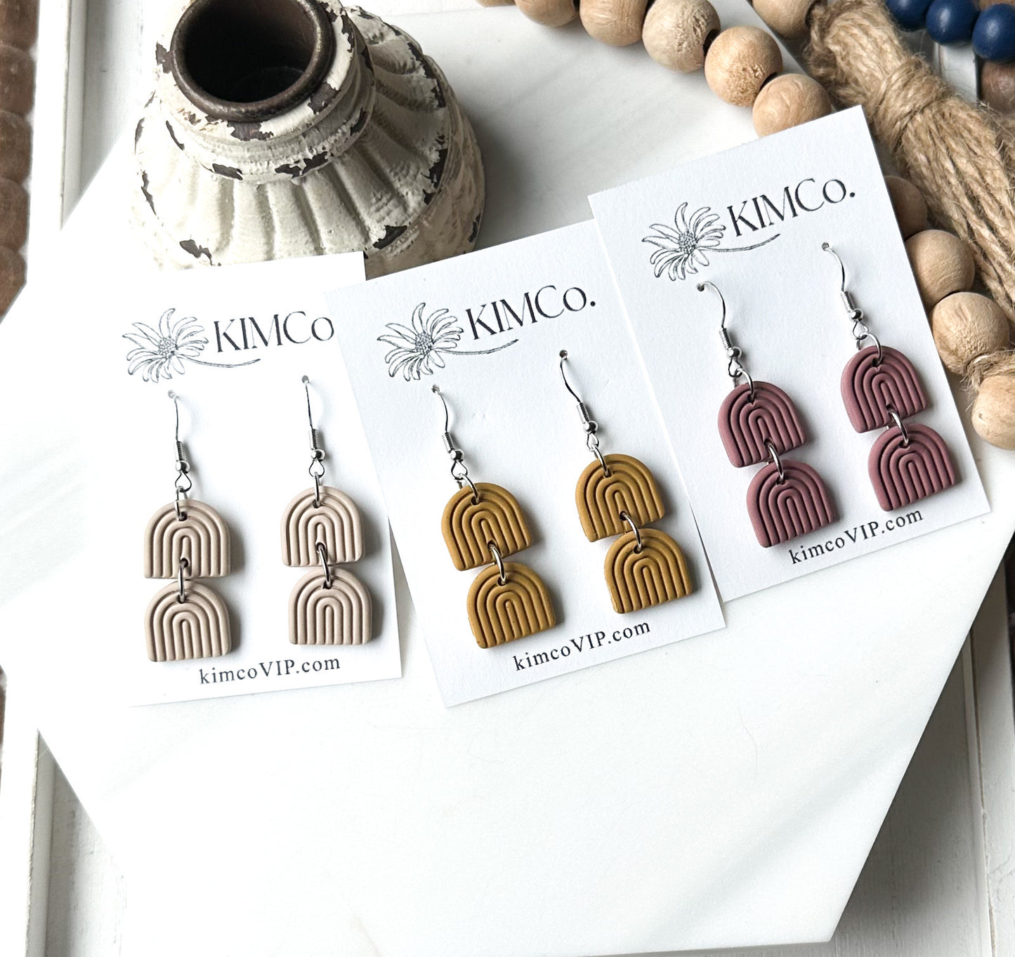Polymer Clay Earrings - Boho Arch