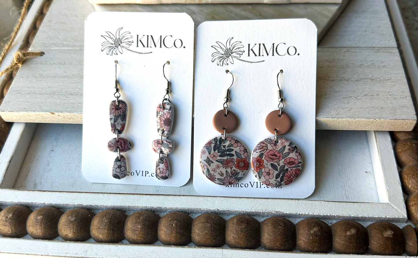 Polymer Clay Colorful Vintage Floral Earrings * 2 Options