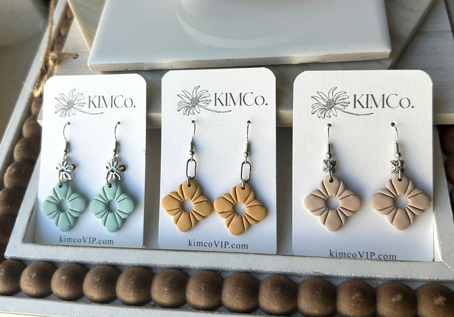 Polymer Clay Deco Scallop Diamond Earrings * 6 Colors