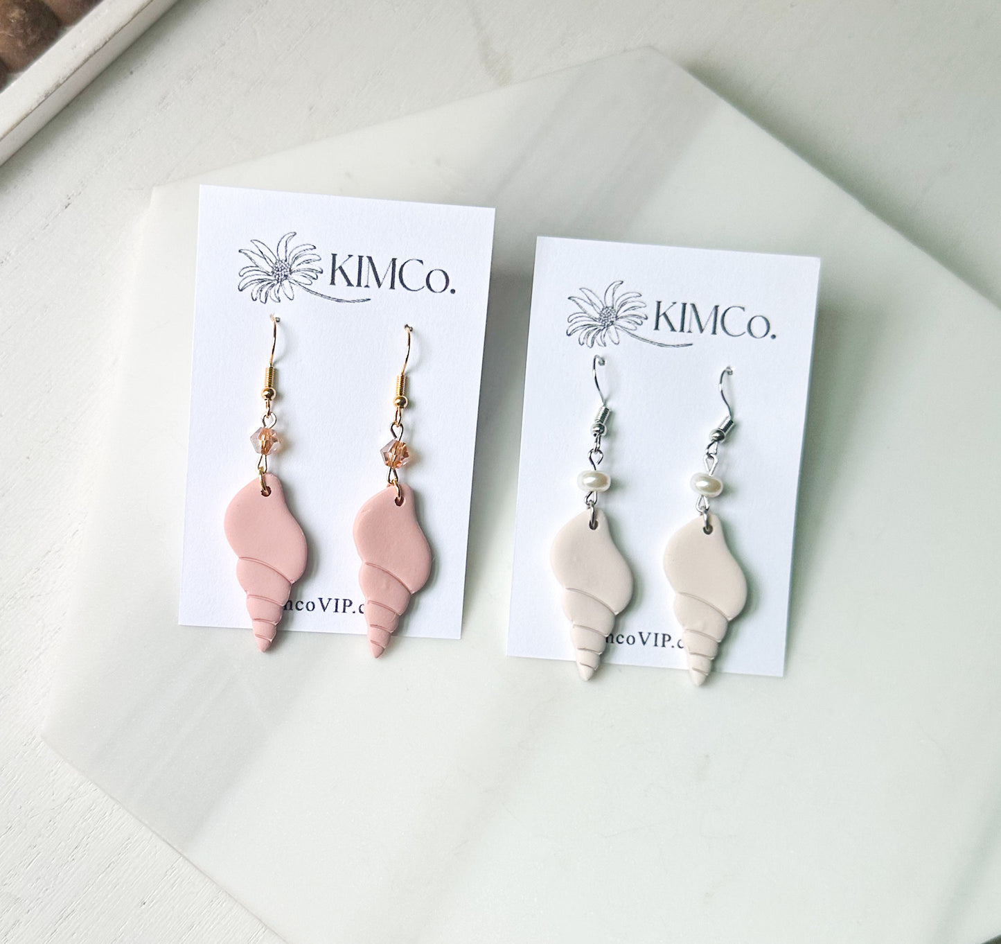 Polymer Clay Earrings - Seashell