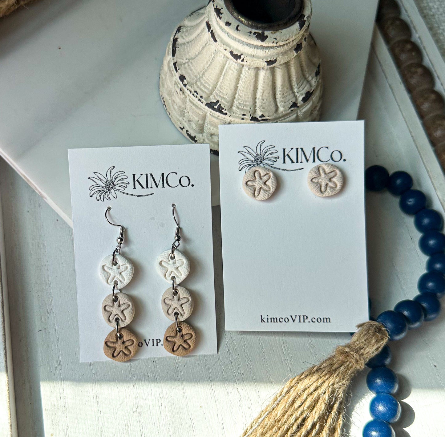 Polymer Clay Earrings - Ombre Sand Dollar