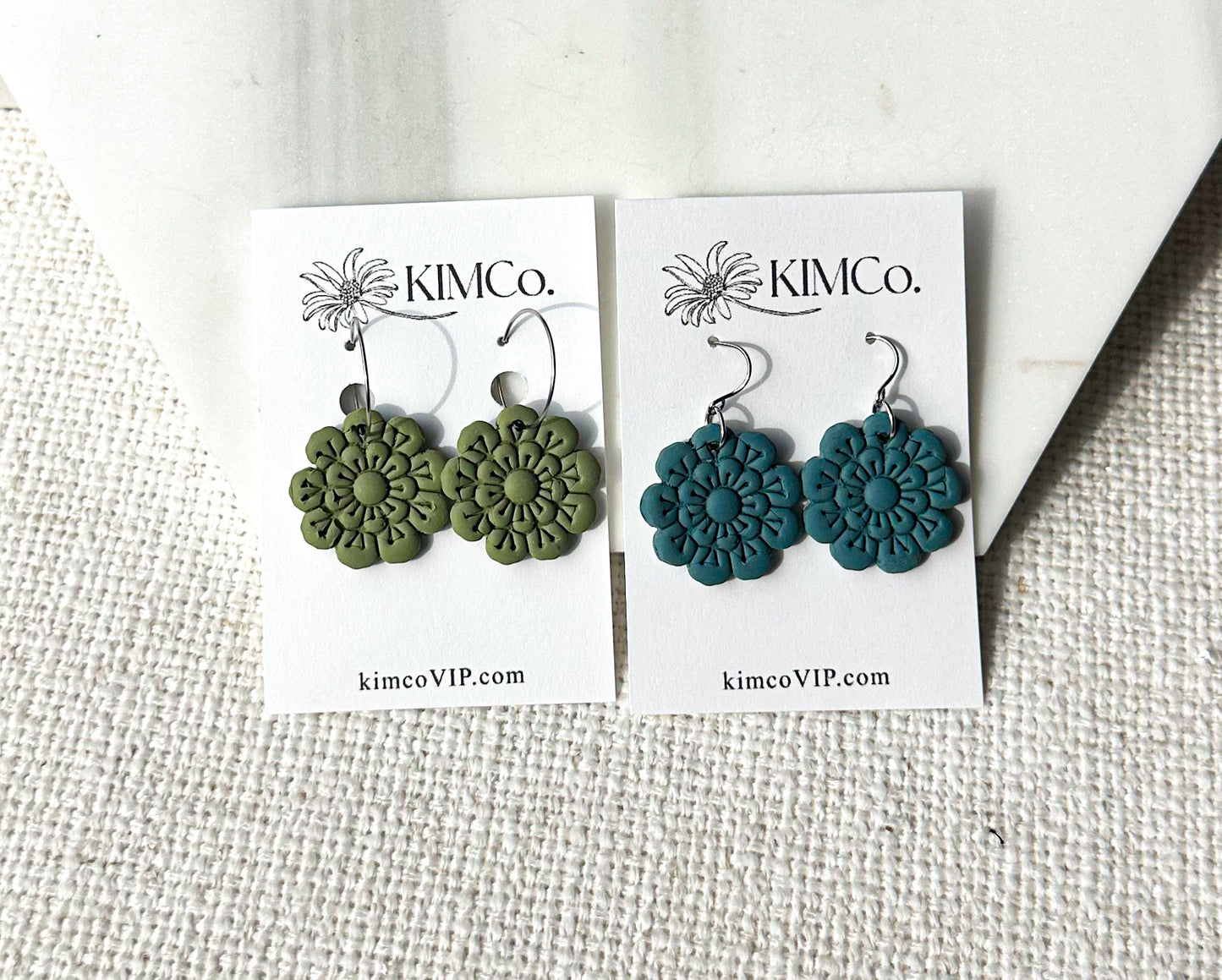Polymer Clay Earrings - Embossed Flowers • 5 Color Options