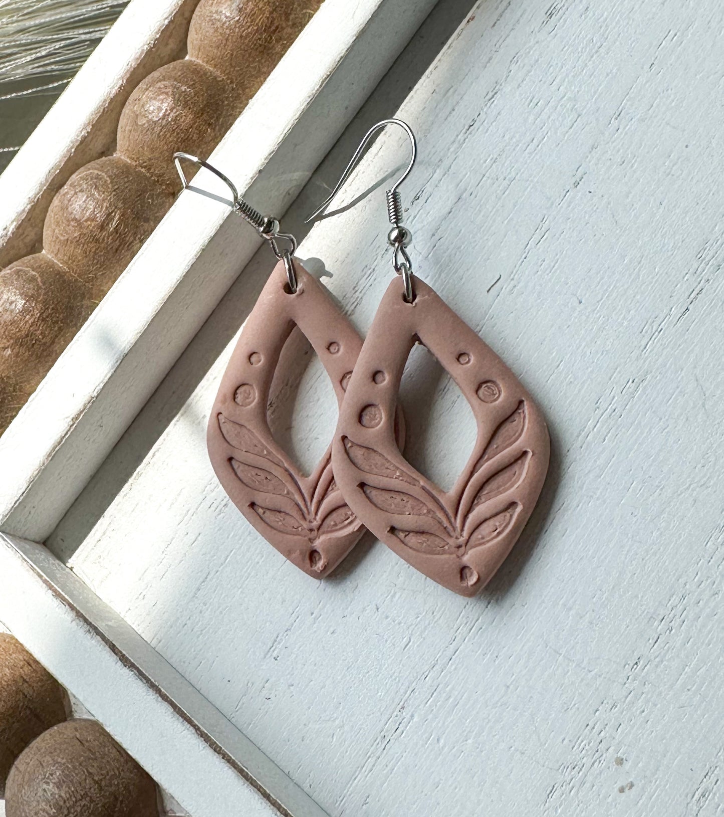 Diamond Drop Cutout Polymer Clay Earrings • 3 colors