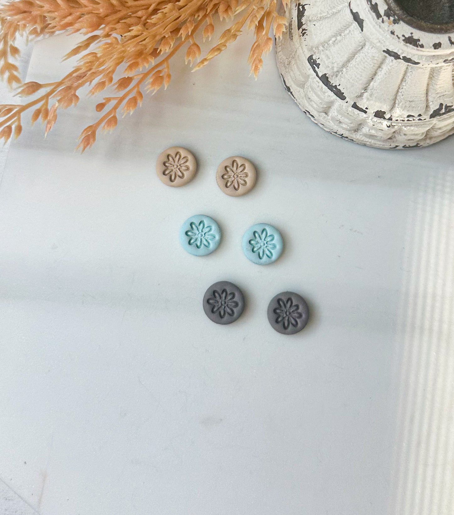 Polymer Clay Earrings - Flower Stud Earrings