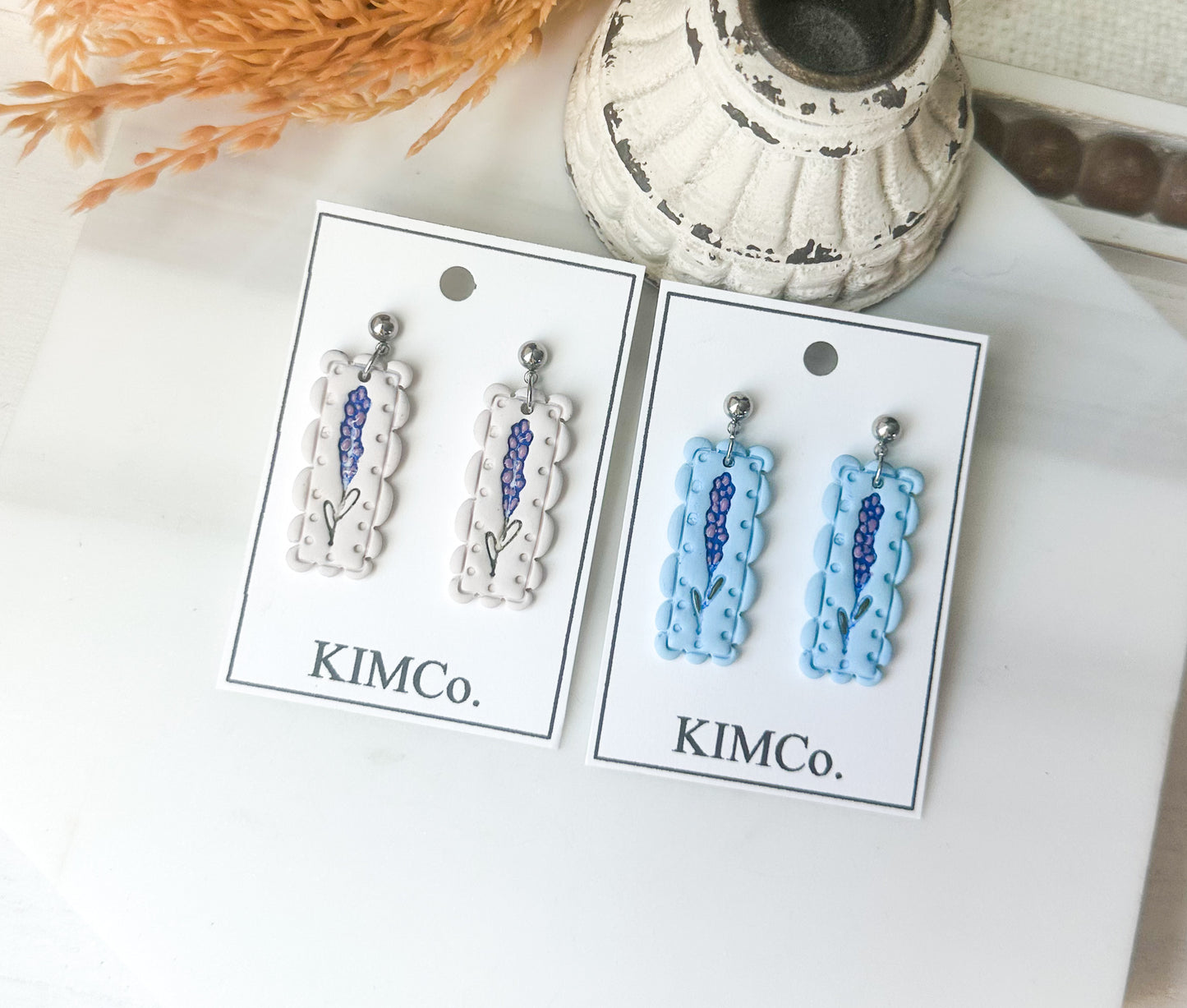 Polymer Clay Earrings - Bluebonnets