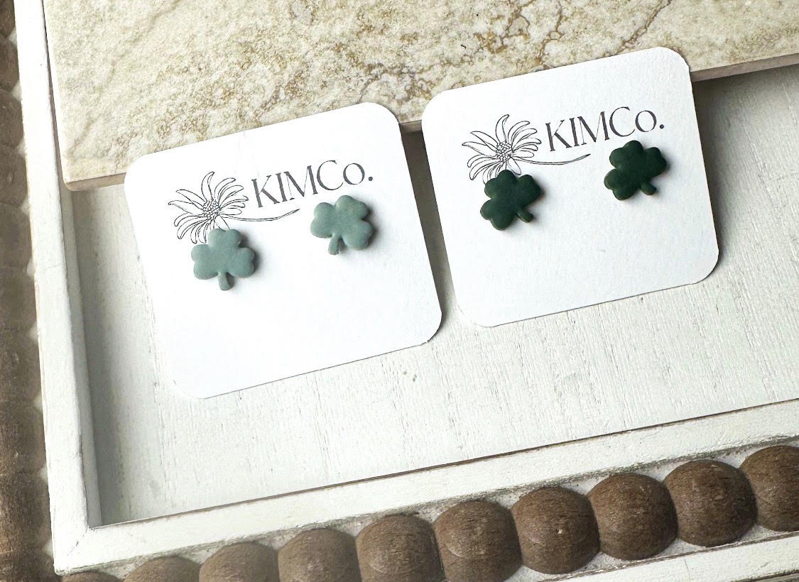 Polymer Clay Stud Earrings - Shamrock Stud Earrings (Free with a $20+ order. Add your color choice to the cart and discount will be deducted at checkout)