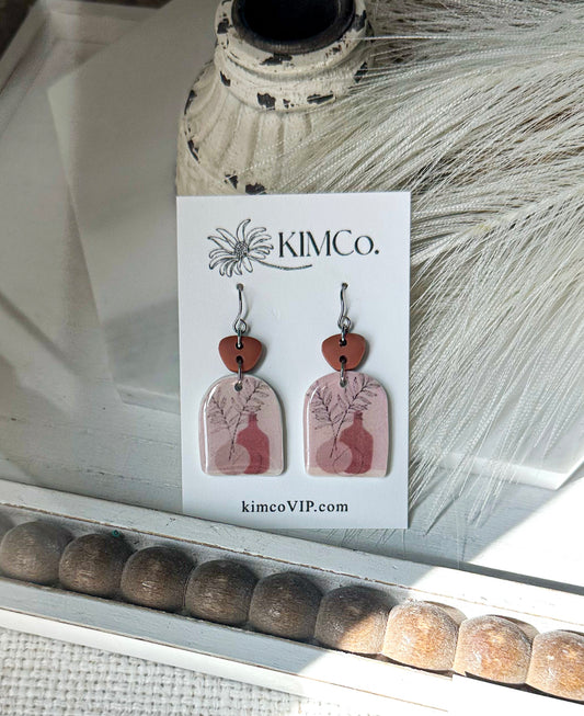 Boho Leaf & Vase Earrings