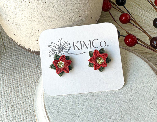 Poinsettia Clay Stud Earrings