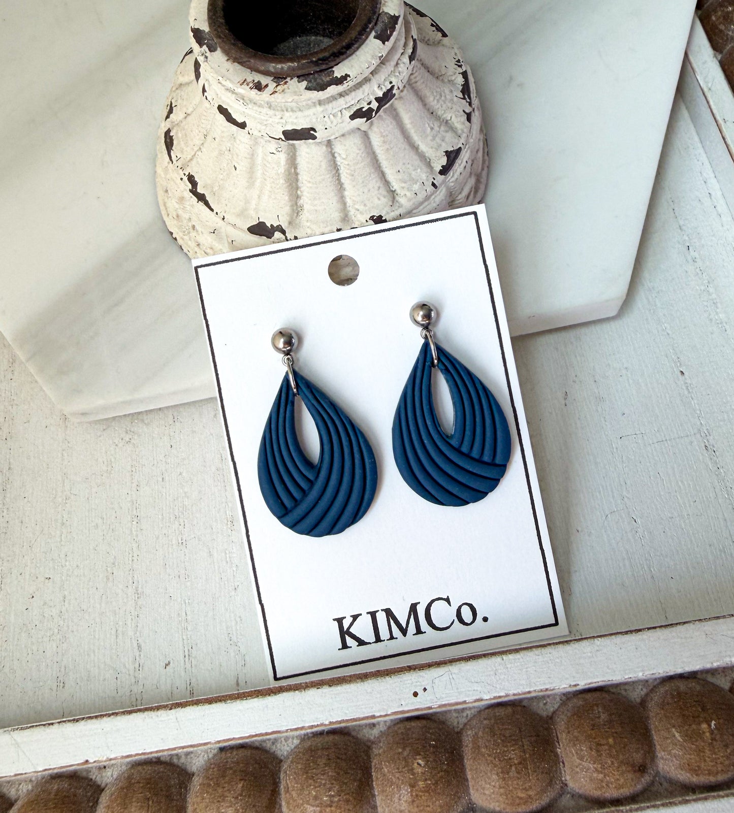 Polymer Clay Earrings -  Retro Teardrops • 5 Colors