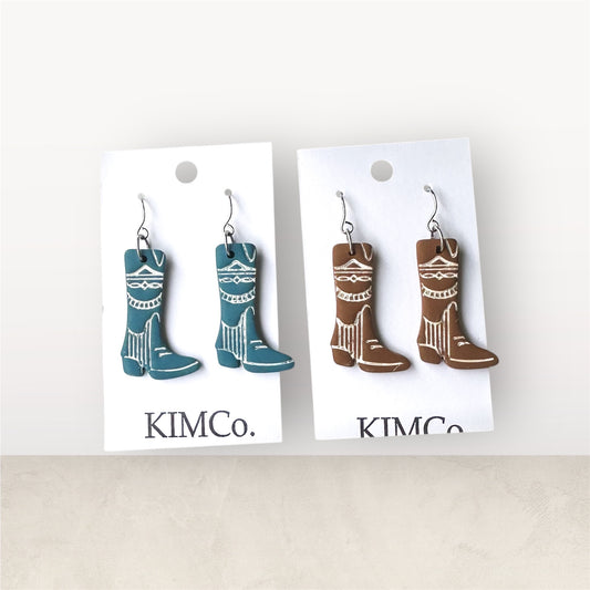Polymer Clay Earrings • Western Charm Boots • 2 Color Options