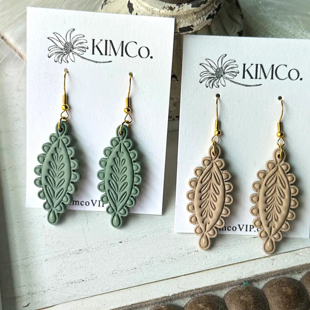 Polymer Clay Earrings - Embossed Scallop • 4 Color Options