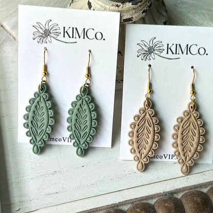 Polymer Clay Earrings - Embossed Scallop • 4 Color Options