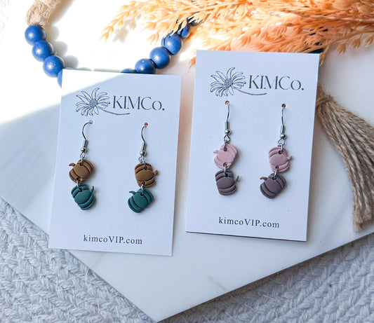 Polymer Clay Earrings - Mini Pumpkin Drop