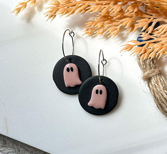 Polymer Clay Pink Ghost Earrings