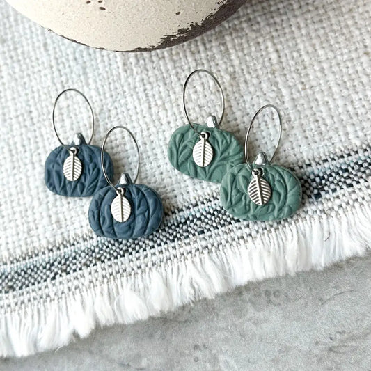 Polymer Clay Earrings - Textured Pumpkins